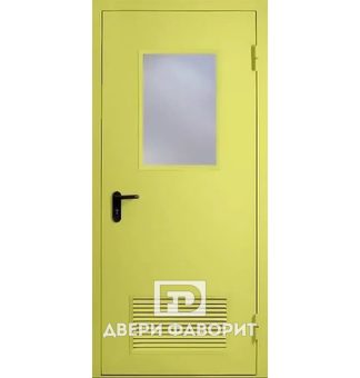 Дверь в котельную с решеткой и стеклом