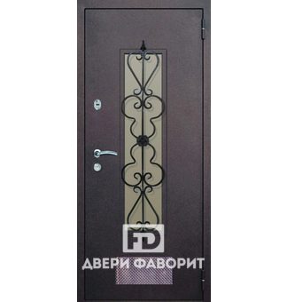 Дверь в котельную с решеткой для вентиляции (стекло + ковка)