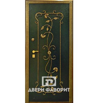Входная дверь с ковкой (порошок и МДФ винорит)