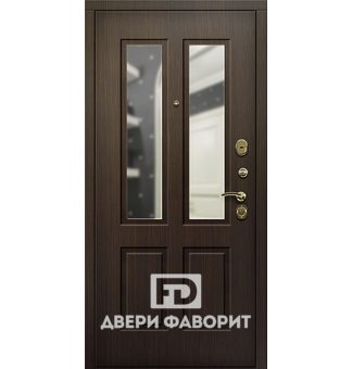 Входная дверь с двумя зеркальными вставками