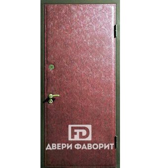 Недорогая металлическая дверь с бордовой винилискожей