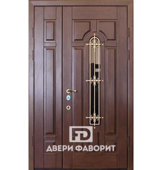 Двустворчатая дверь, отделка массив дерева и МДФ