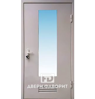 Дверь стальная для котельной со стеклом и вентиляционной решеткой