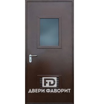 Металлическая дверь со стеклопакетом и вентиляционной решеткой